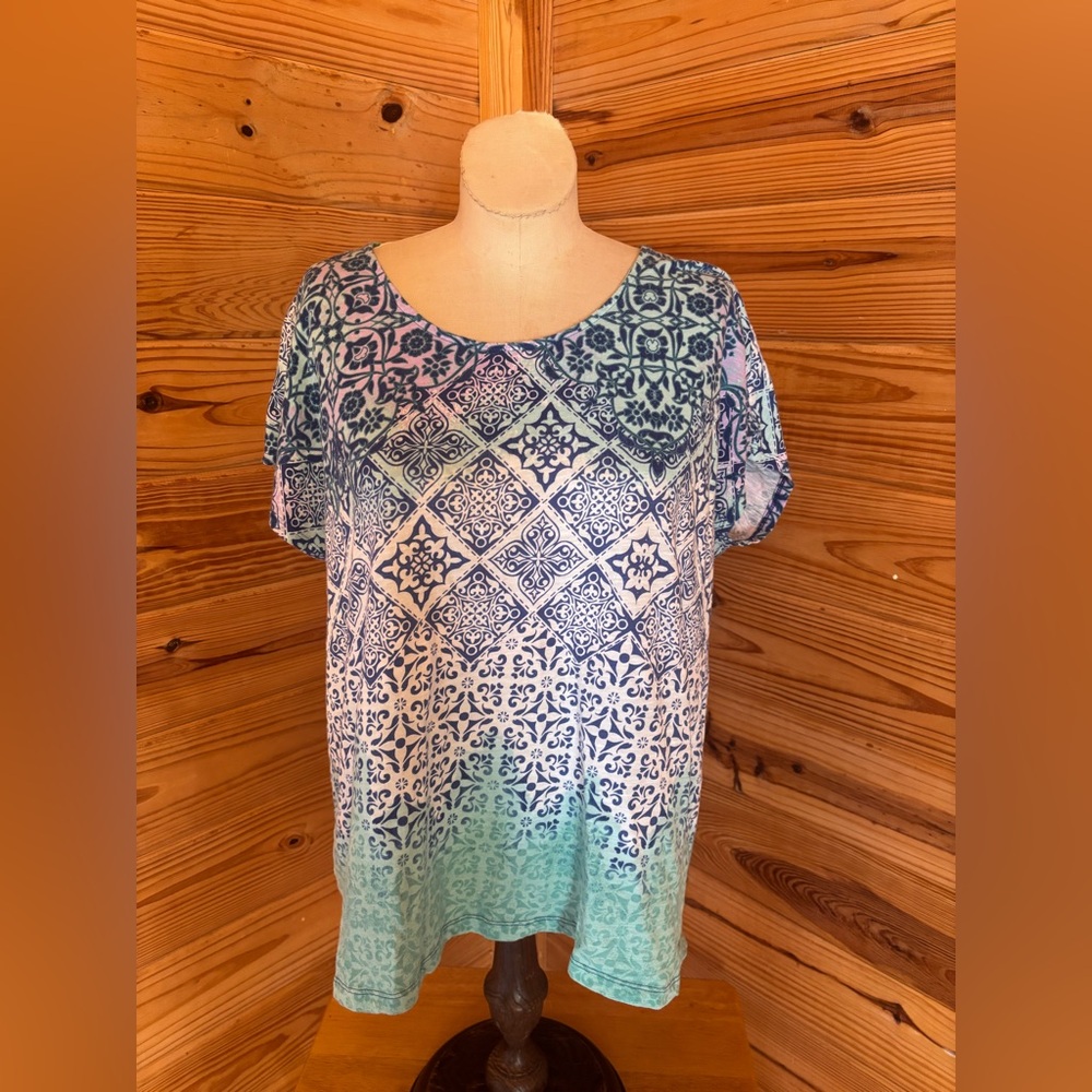 Chico's Multicolor Floral and Geometric Top